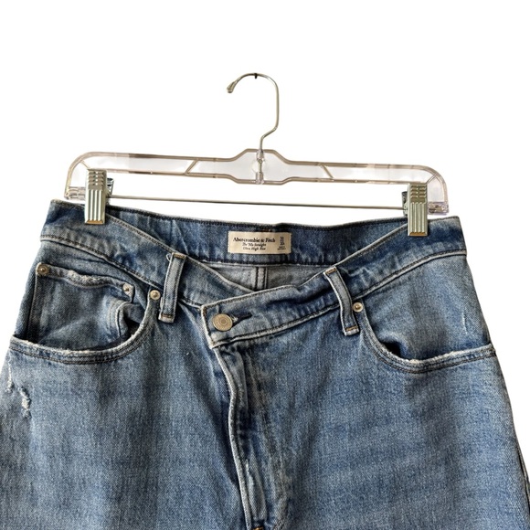 Abercrombie & Fitch 90's Ultra High Rise Criss Cross Jeans Size 30 Straight Leg - Picture 9 of 11